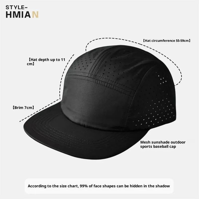Breathable hollow-out polyester cycling fishing cap in royal blue dome style