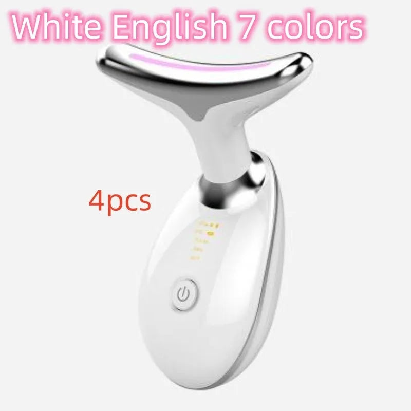 Beauty neck fade care massage instrument with ultrasonic infrared colour light functions in white
