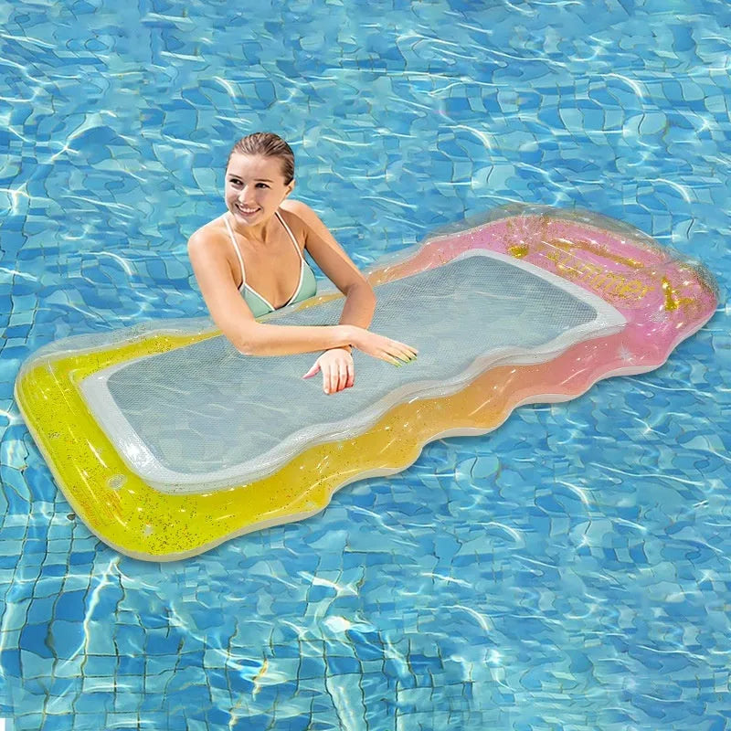 PVC inflatable floating row with thick sequins wave design in multiple colour variations
