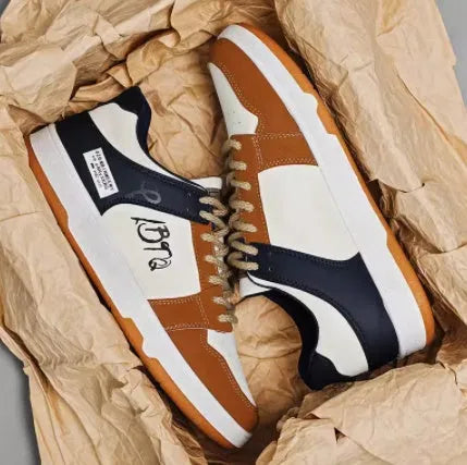 Casual lace-up sneakers in plain style with youth fashion design