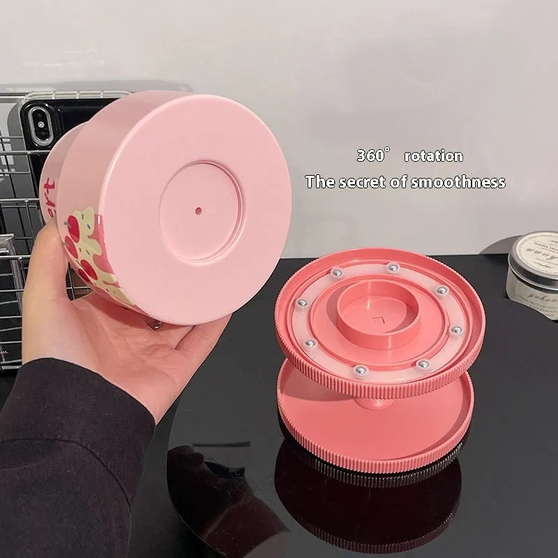 Japanese-style rotating cosmetic brush storage barrel in beige with 18-litre capacity and internal rack.