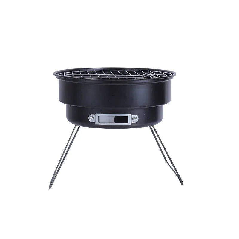 Small folding round ice stove portable barbecue kit with grilled mesh and accessories for 1-2 people