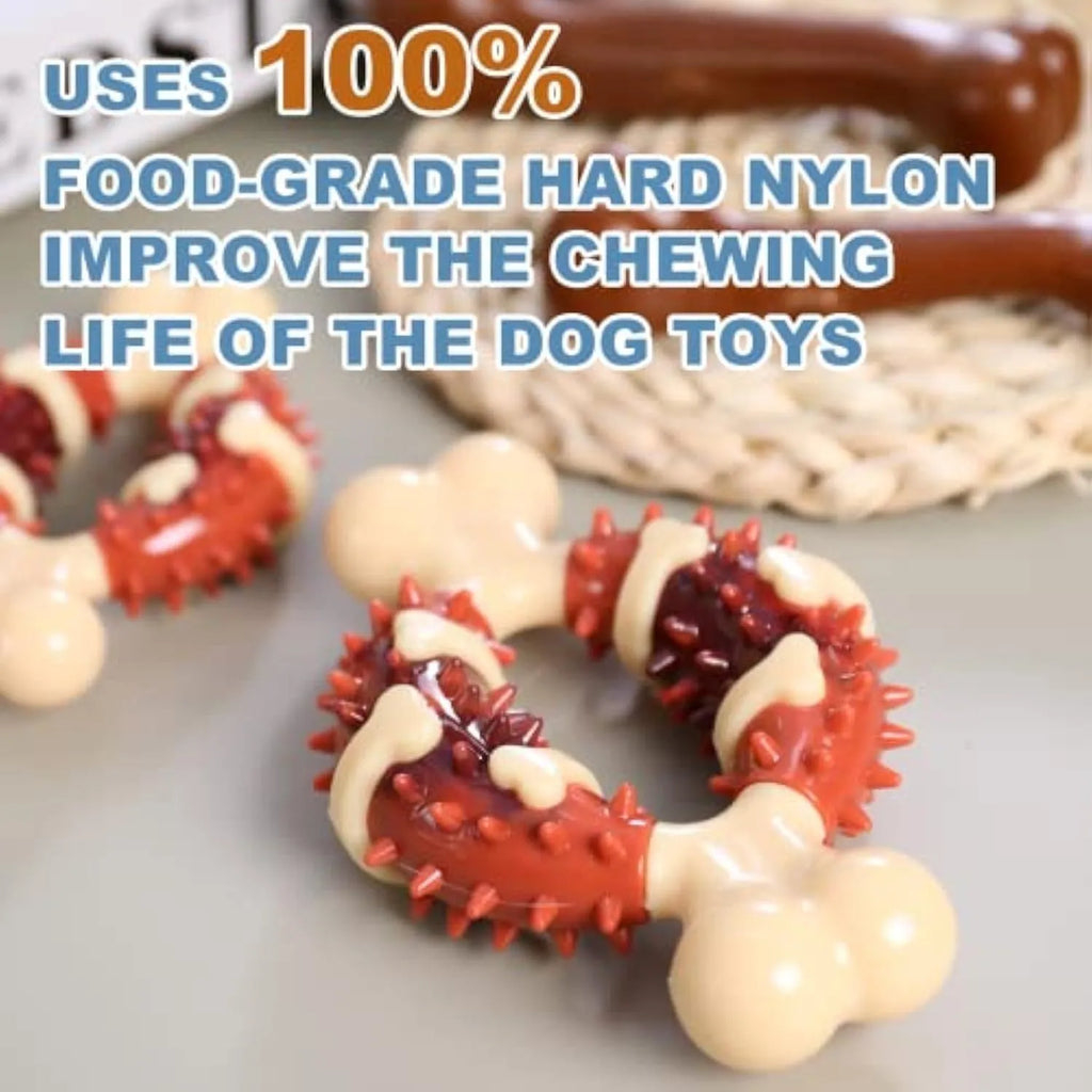 Natural rubber bone-shaped dog molar toy for teeth cleaning in two sizes