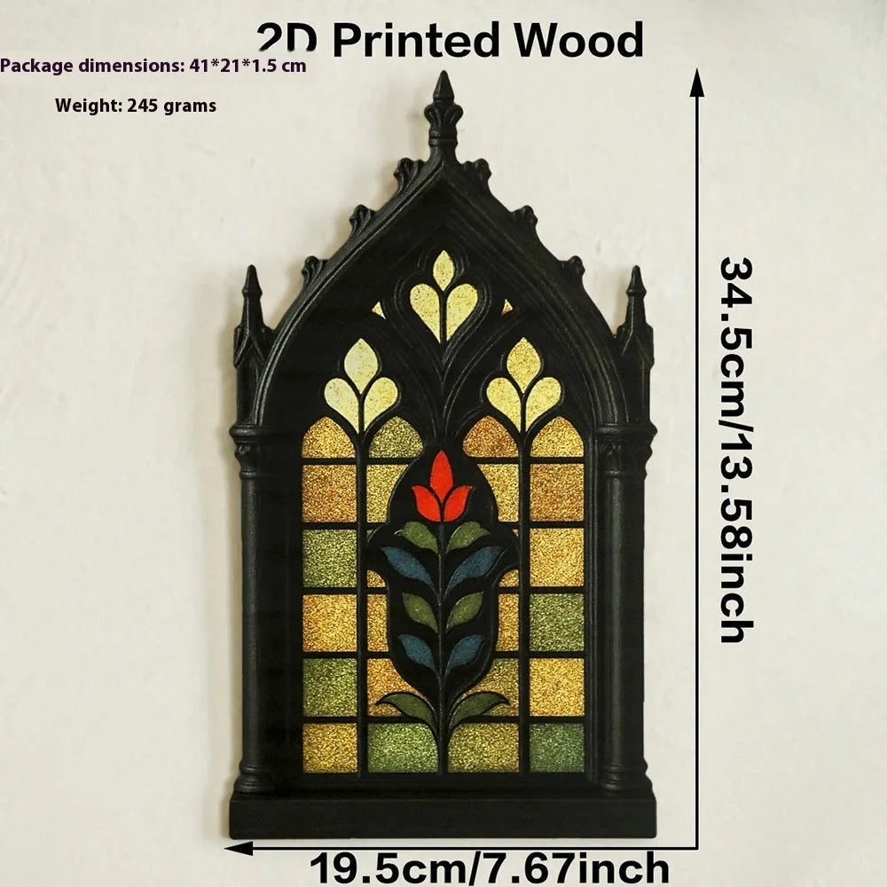 Black wooden gothic style wall mounted storage rack for door frame decoration