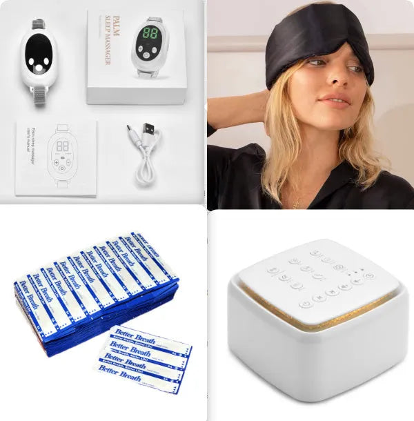 White handheld sleep aid instrument with remote control and adjustable intensity settings