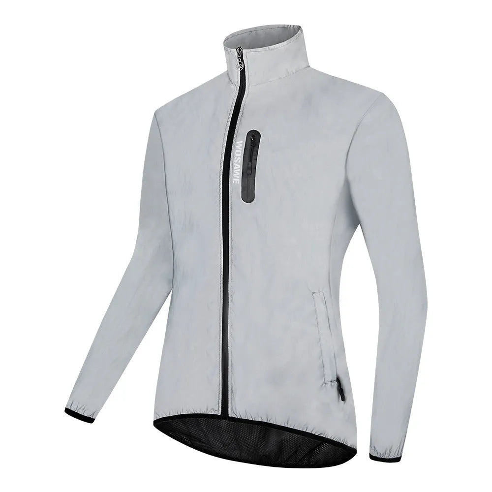 Silver waterproof polyester long sleeve coat with European sizing options S to 3XL
