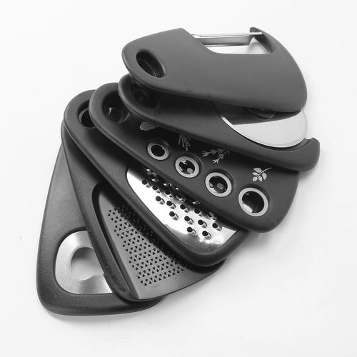 6 stackable kitchen gadgets with PP handles and stainless steel parts in a colour box