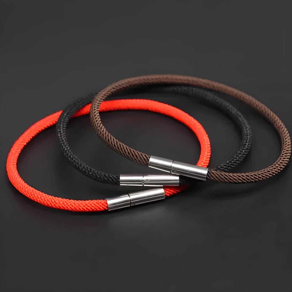 Couple wearable lucky beads simple woven hand strap bracelet in black, gold plating, 4mm style, 21.5cm length