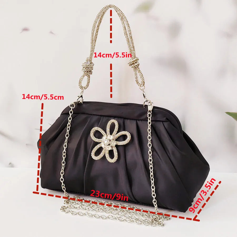 Women's soft polyester crossbody messenger bag with shell shape and diamond pattern design