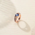 Leaf style zirconium inlaid ring for women in geometric shape, zinc alloy, available in gold and light pink