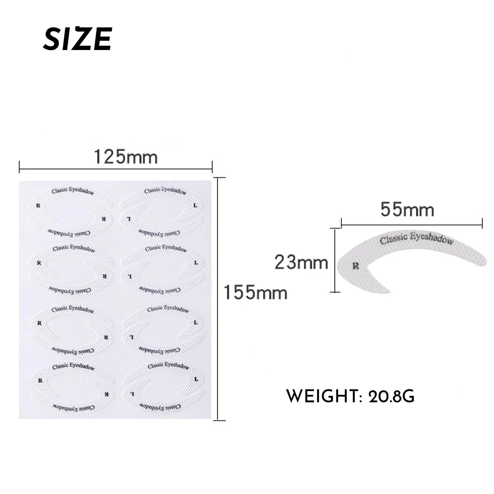 Set of four reusable flexible eyeliner and eyeshadow makeup stencil templates.