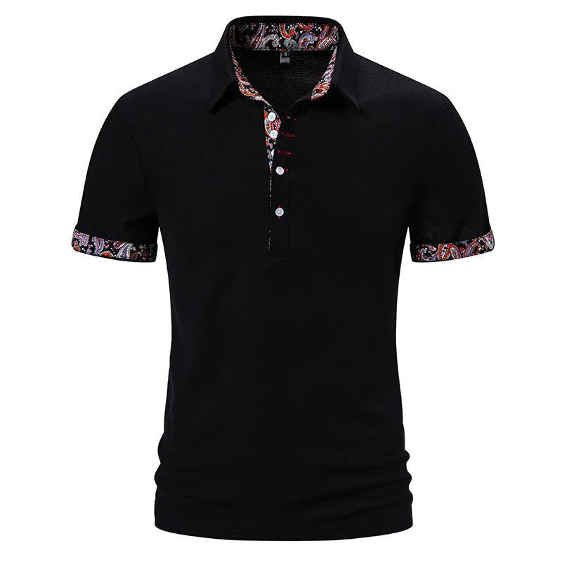 Men's cotton blend polo shirt with turnover collar and colour stitching in three colour options