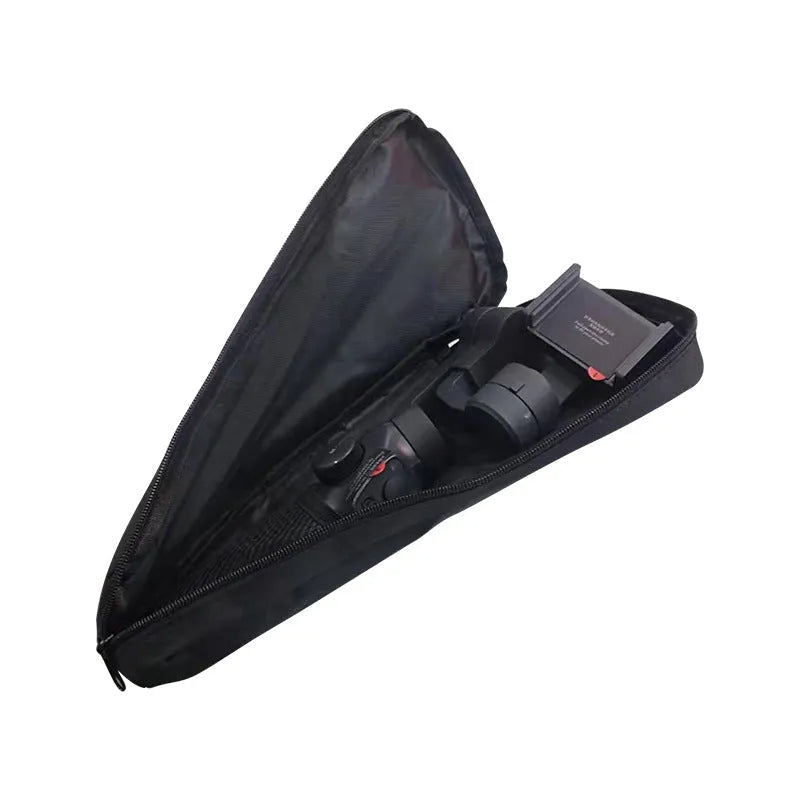 Black cloth portable storage bag for mobile phone stabiliser accessories and camera gimbal attachments