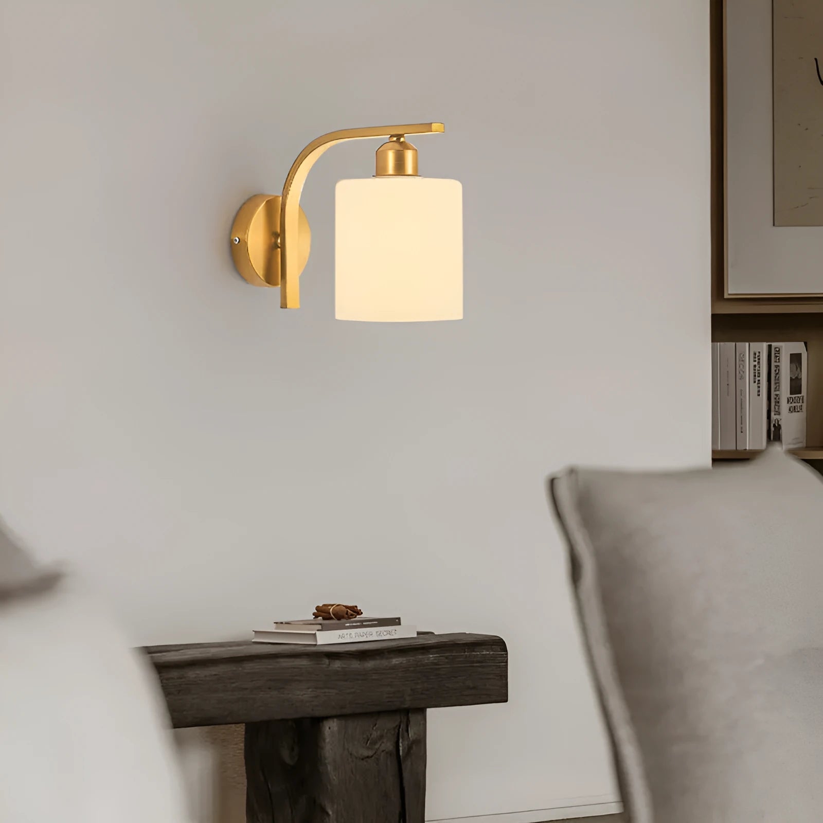 Modern glass wall lamp in copper colour for hallway or bedroom