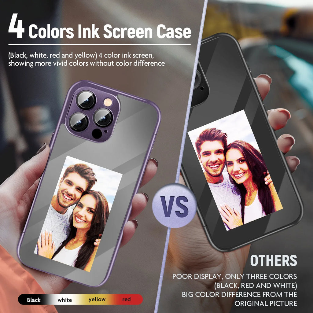 Flip phone case for iPhone 15 Pro and Pro Max with NFC ink screen in black plastic