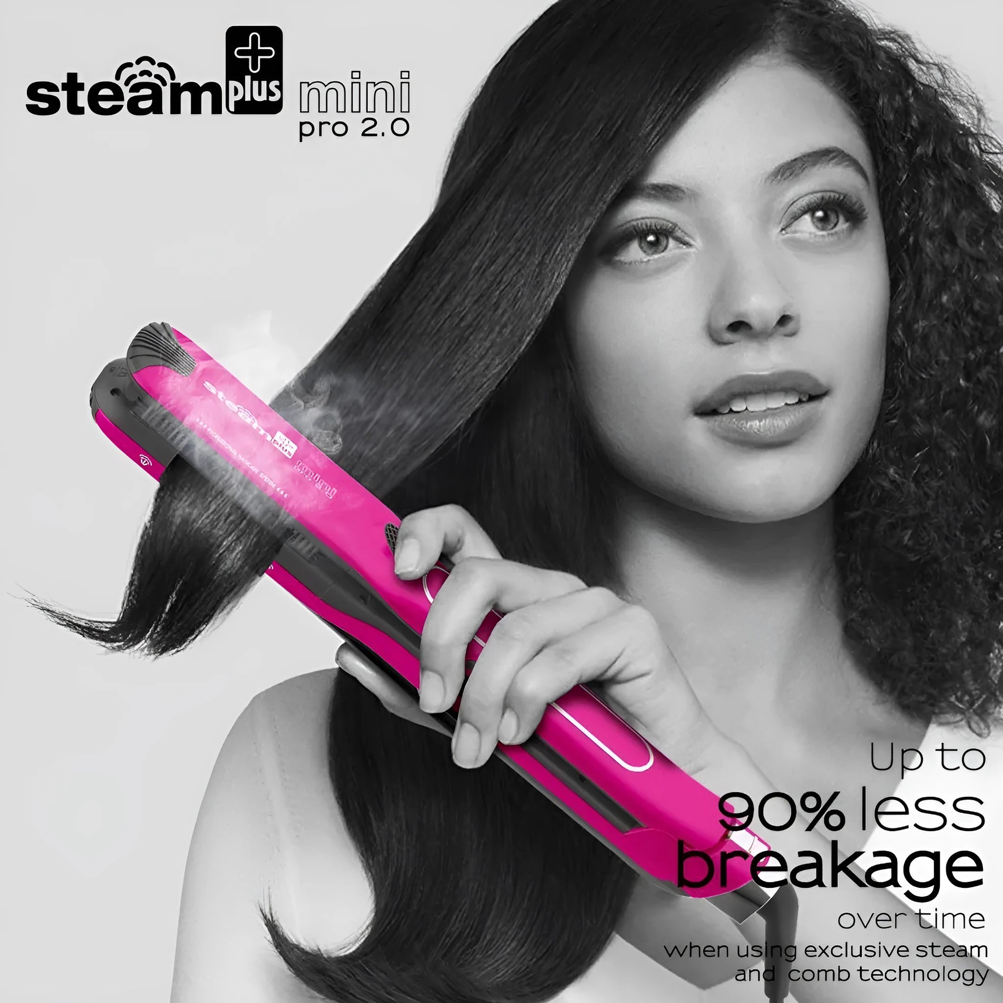 Mini steam splint spray hair straightener in purple, rose red or champagne colour with 200W power