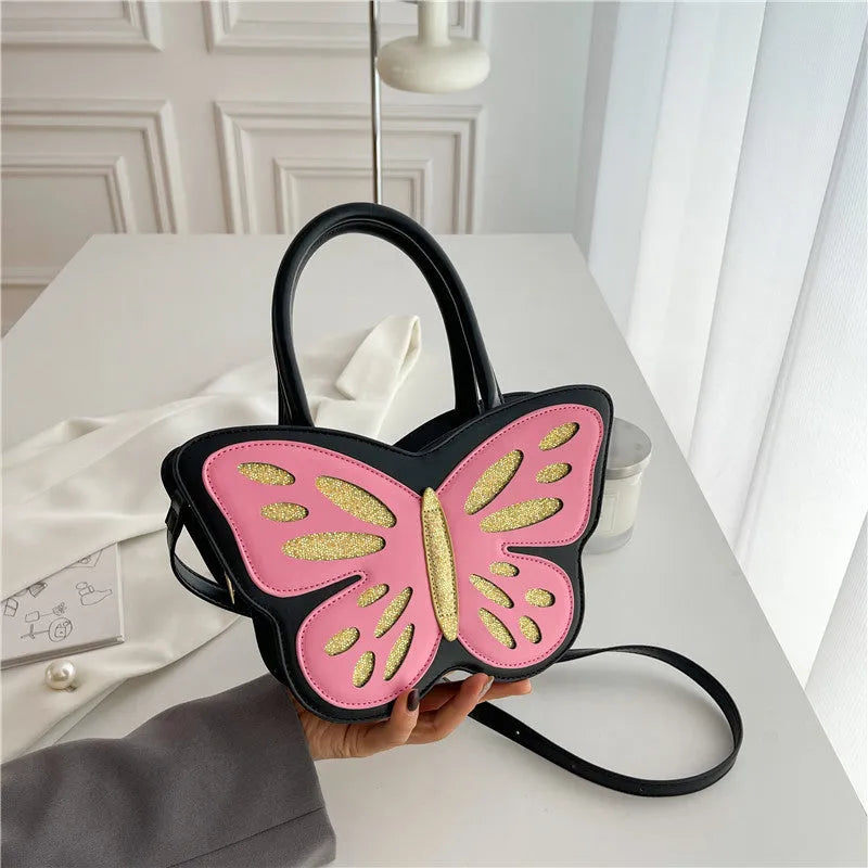 Square crossbody shoulder bag in PU leather with contrast colour detailing showing dimensions