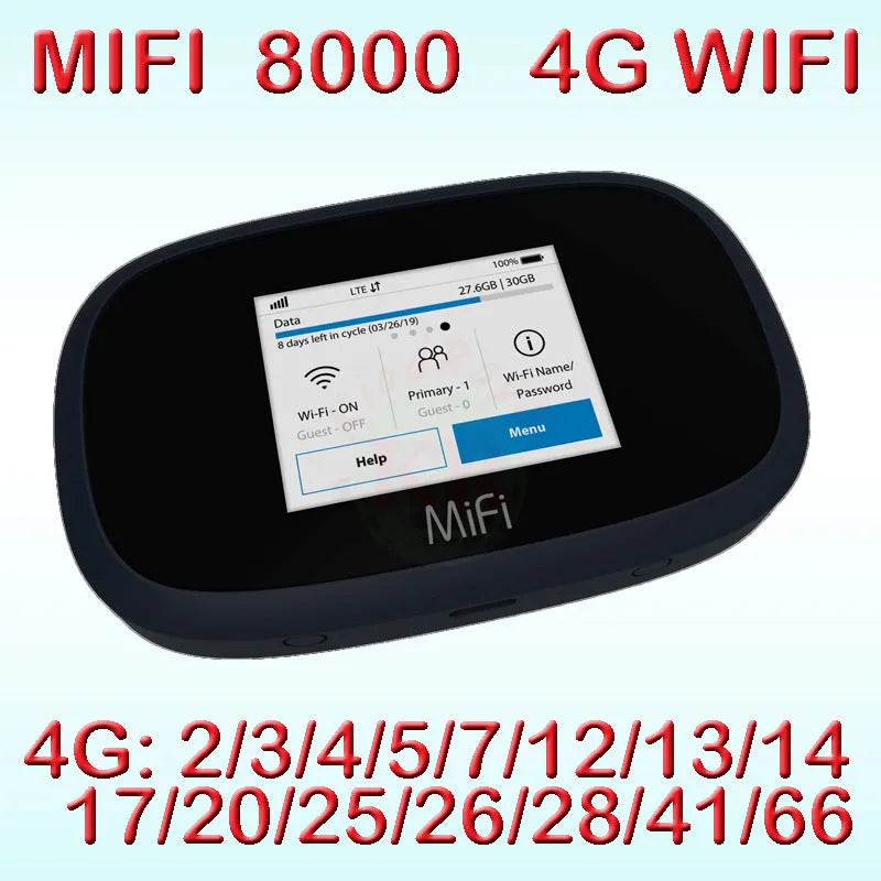 Black portable 4G wireless router with compact dimensions for mobile internet access