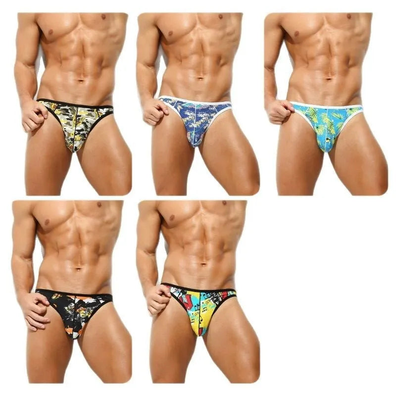 High elastic ice silk mesh men's sports breathable shorts in low waist briefs style, nylon knit