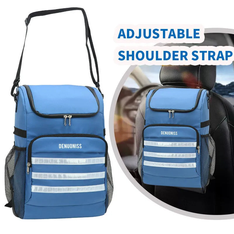 Breathable waterproof insulated backpack with bottle opener in black, 20L cloth construction