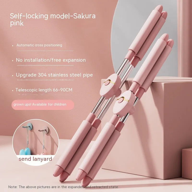 Children's adjustable open back stick yoga aid for posture correction in blue or pink
