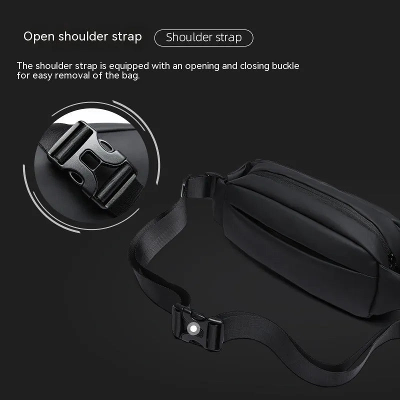Black Oxford cloth men's messenger bag with one-shoulder riding crossbody design and polyester lining