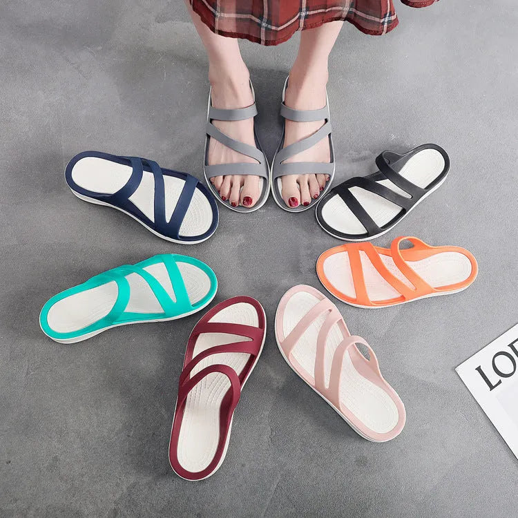 Ladies' casual summer sandals in solid colours with breathable PP upper