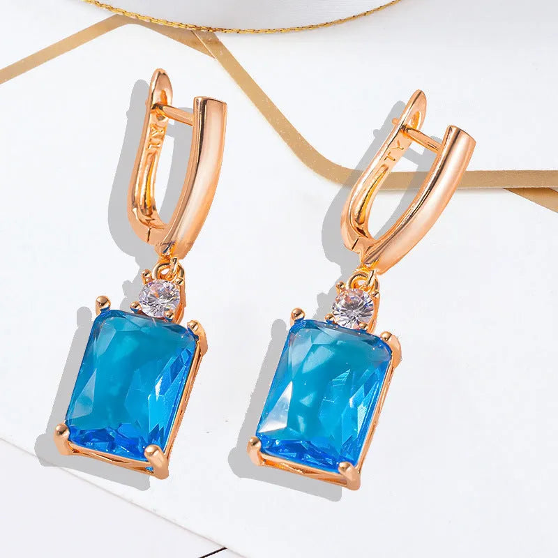 Square geometric earrings with electroplated gold or silver finish on copper
