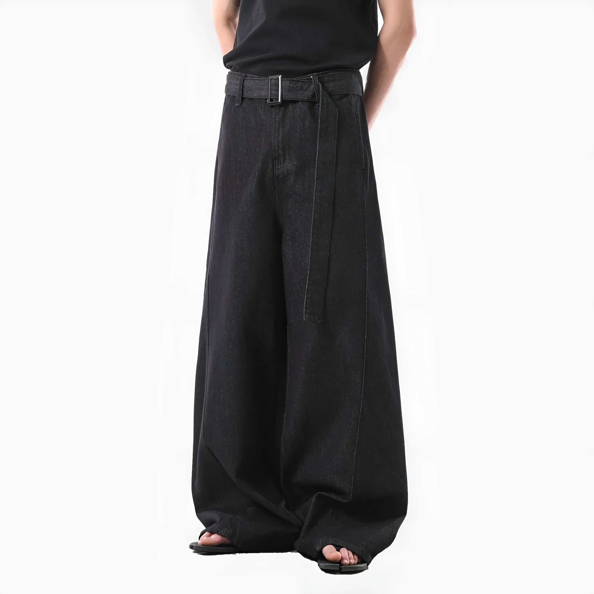 Women's black gold high waist straight leg jeans with zip fly placket closure