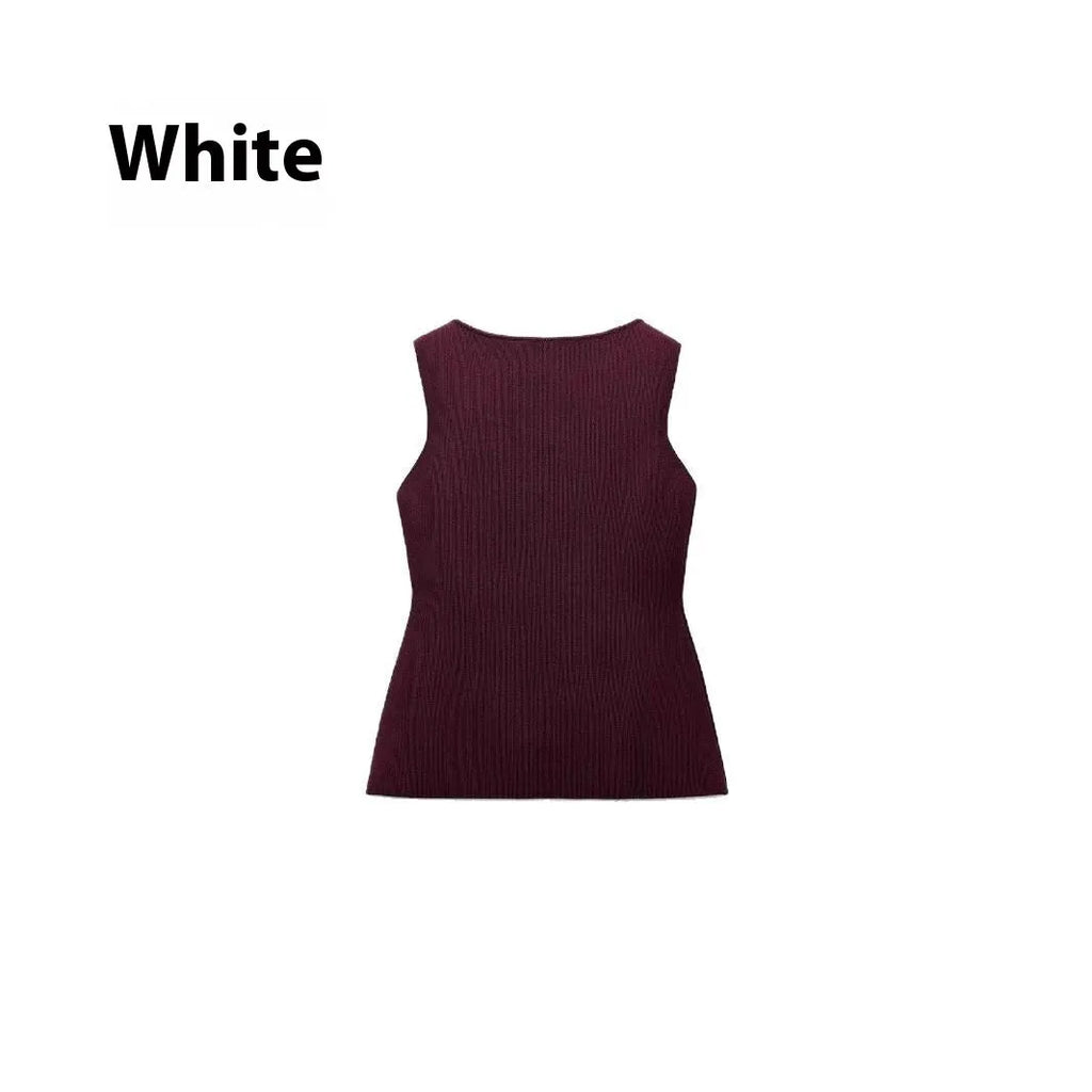 Slim fit dark red sleeveless viscose vest with a raised 3D pattern, shown on a hanger.