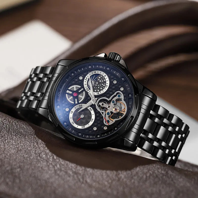 Men's waterproof automatic business watch with luminous features and 13mm thickness