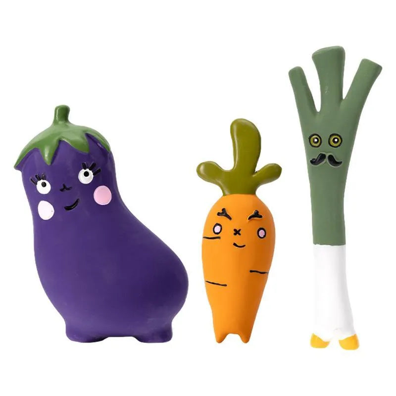 Green cartoon onion-shaped latex dog chew toy on white background