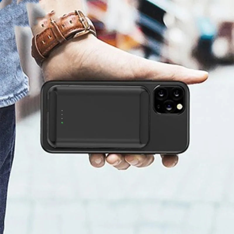 Son magnetic wireless power bank 5000mAh polymer lithium battery plastic shell compact 85x55x12.5mm in black