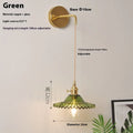 Retro brass lotus wall lamp with copper body and glass shade in choice of six colours