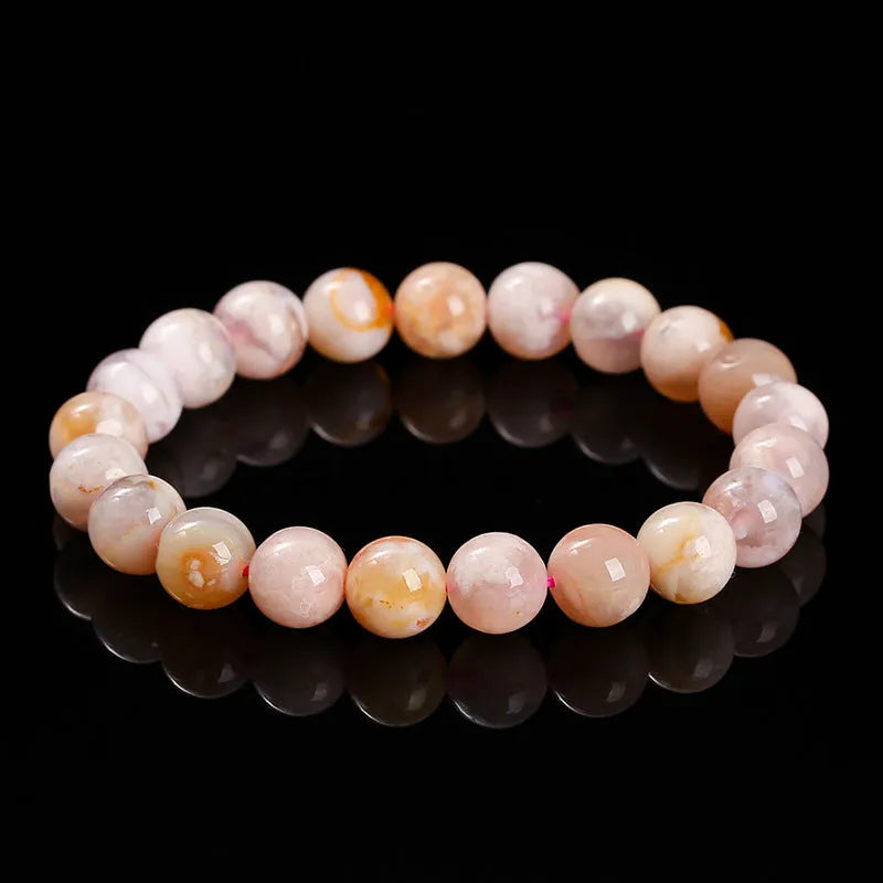 3A natural cherry agate bracelet with round polished beads, sweet style for women