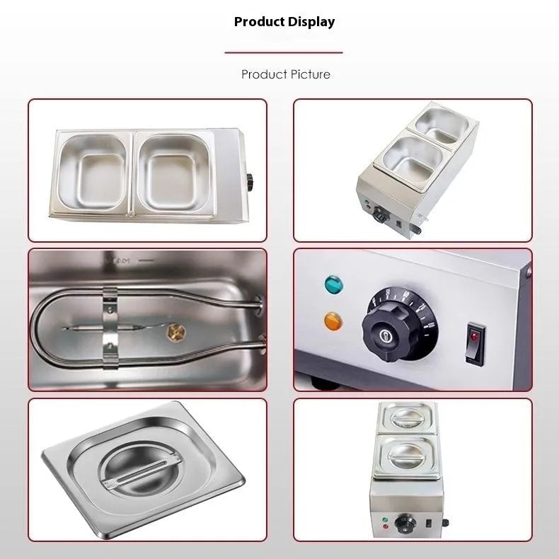 Commercial electric chocolate melting machine with double pot and digital temperature control