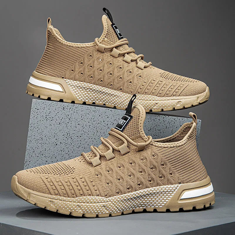 Men's casual shoes in mesh material, shown in one of six available solid colours.