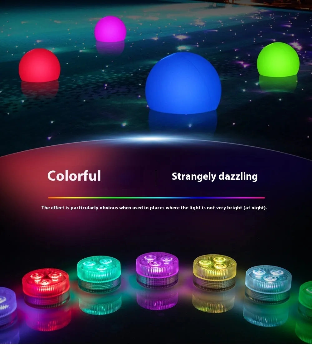 Waterproof remote control LED diving light for aquarium with plastic housing measuring 35mm by 18mm