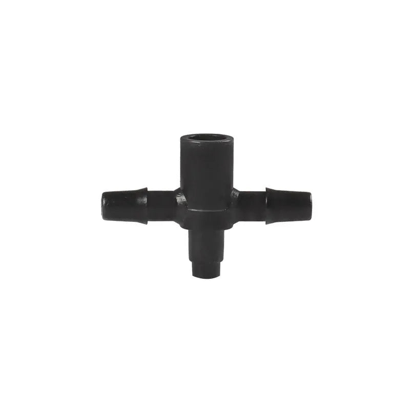 PE tee water distributor joint body for micro spray irrigation in garden and agricultural settings