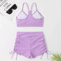 Women's high waist split swimsuit bikini in purple or black colours