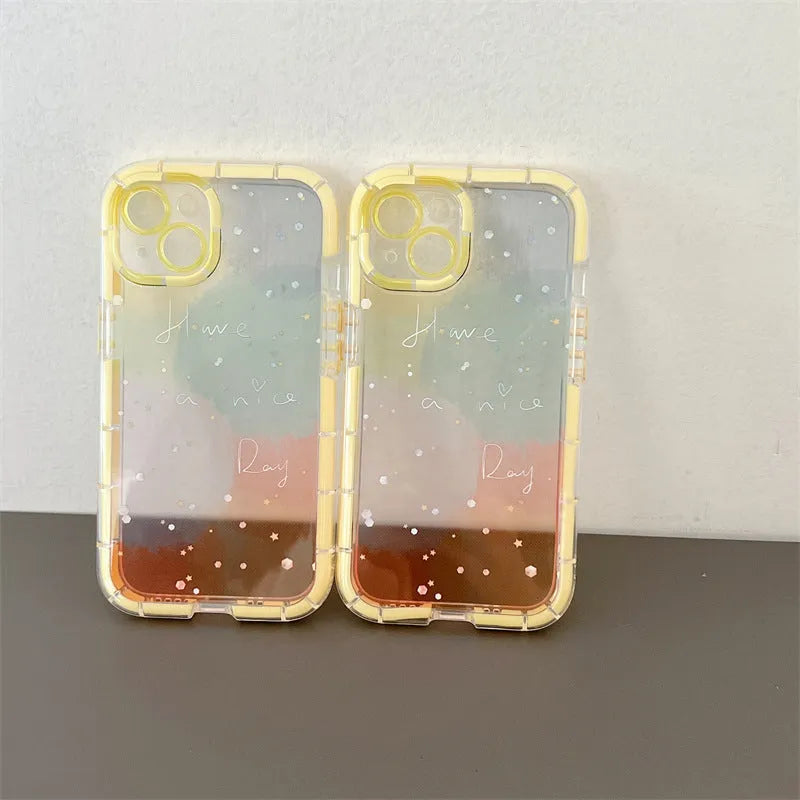 Minimalist contrast colour TPU phone case with yellow edge for iPhone 14