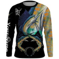 Men's round neck long sleeve pullover top with a fish print design in various colours.