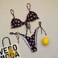 Leopard print backless bikini swimsuit for women with nylon fabric and cotton lining