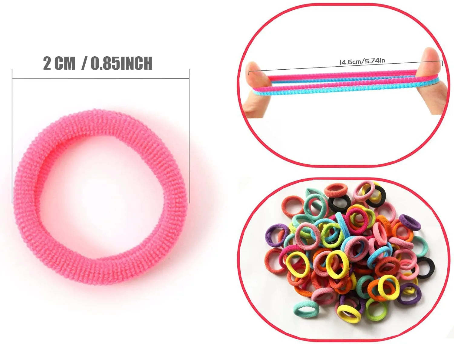 100 soft cotton baby hair ties in 10 colours in jar packaging