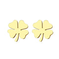 Stainless steel non-fading gold electroplated four-leaf clover earrings 10mm women's jewellery