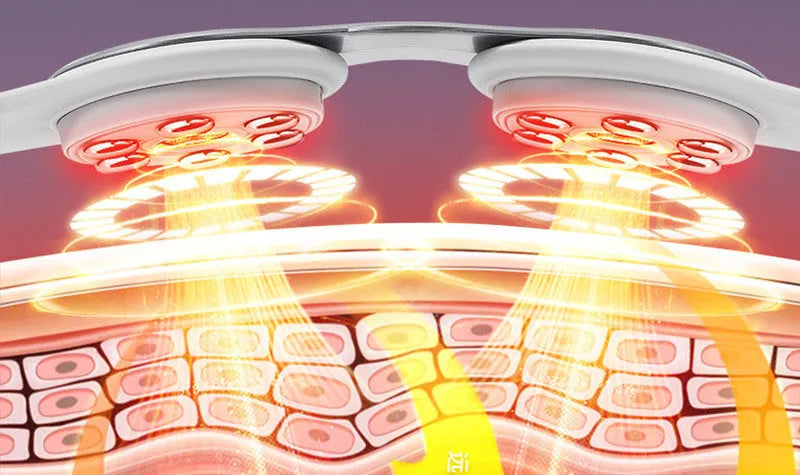 White far infrared lumbar massage belt with Type-C charging port, 25 x 8.5 cm