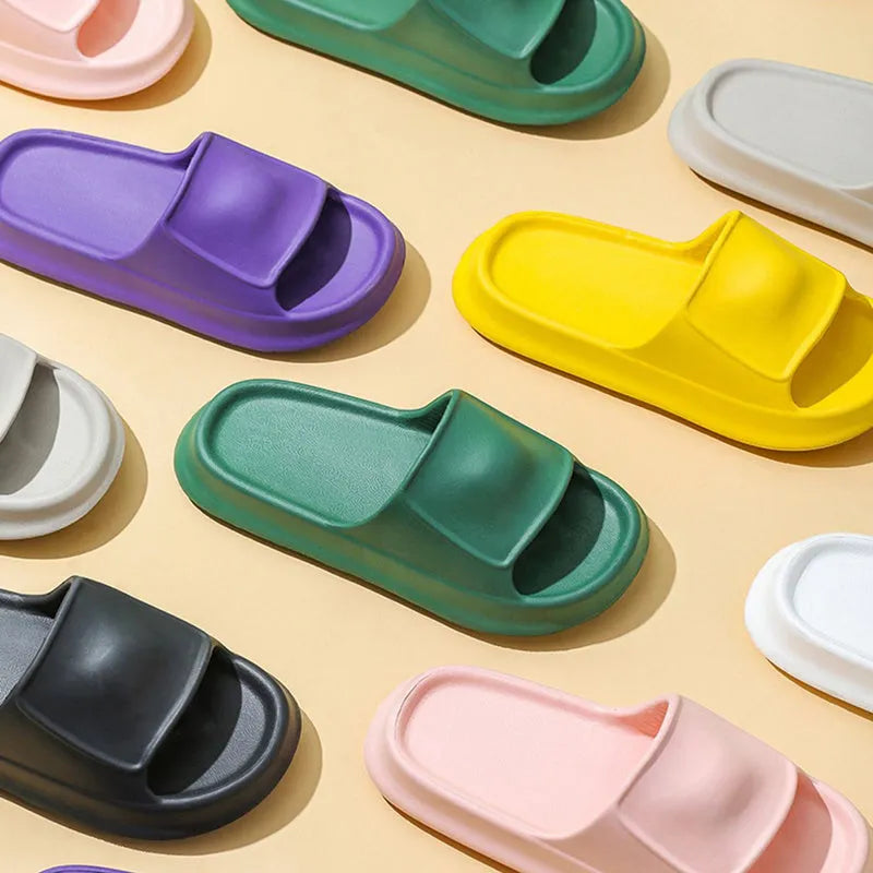 Soft EVA flip-flop slippers with thick 3.5cm sole in seven colour options