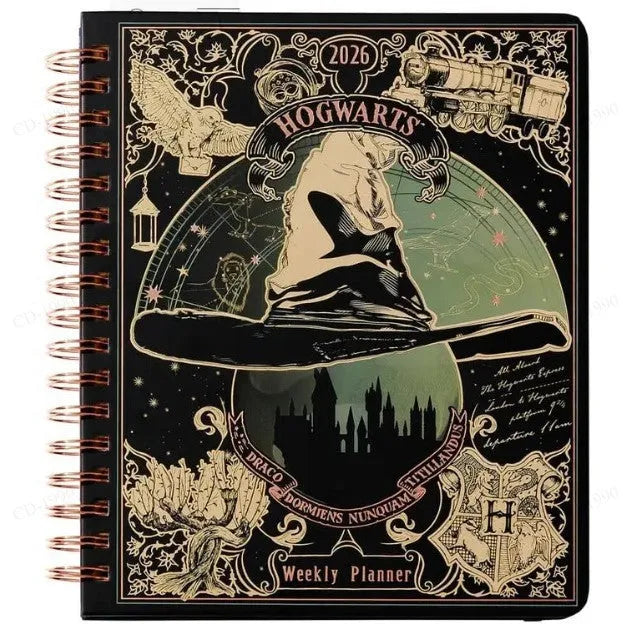 Wait For The Night 2026 weeks plan notepad with 100 pages, A5 size, 80g paper, Black Clock cover design