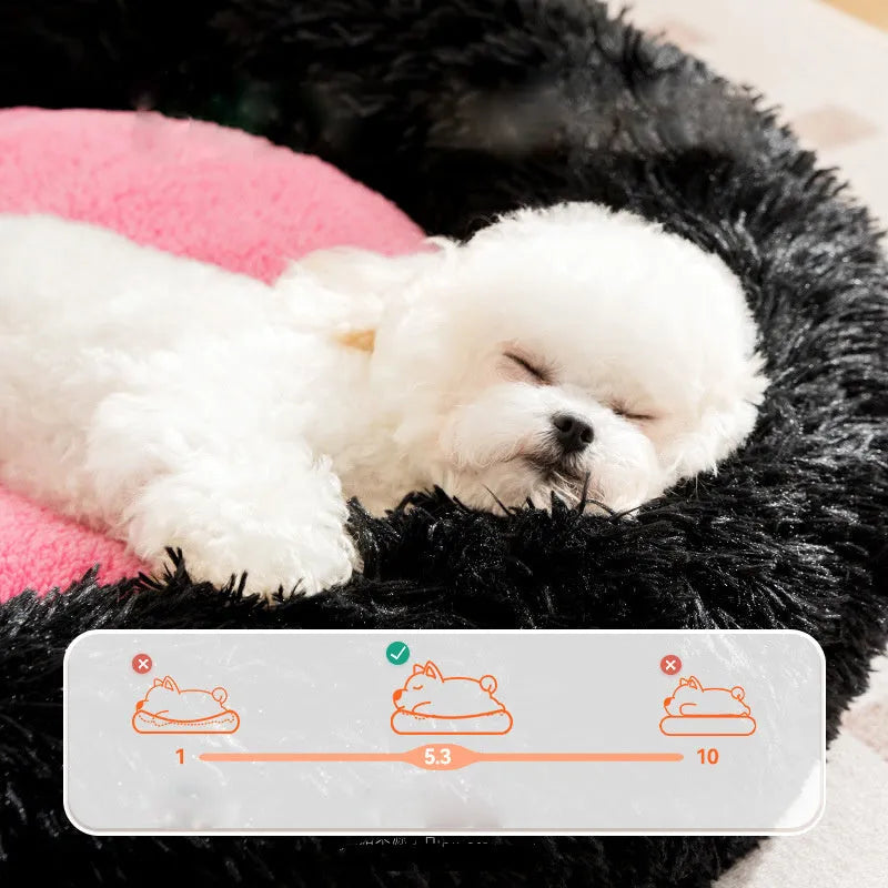 Elf Briquettes plush kennel sleeping mat in pink, thickened pet bed for dogs and cats