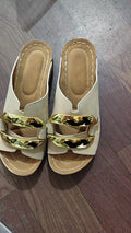 Breathable Roman style platform sandals in a solid colour with a metal detail on the artificial PU upper.
